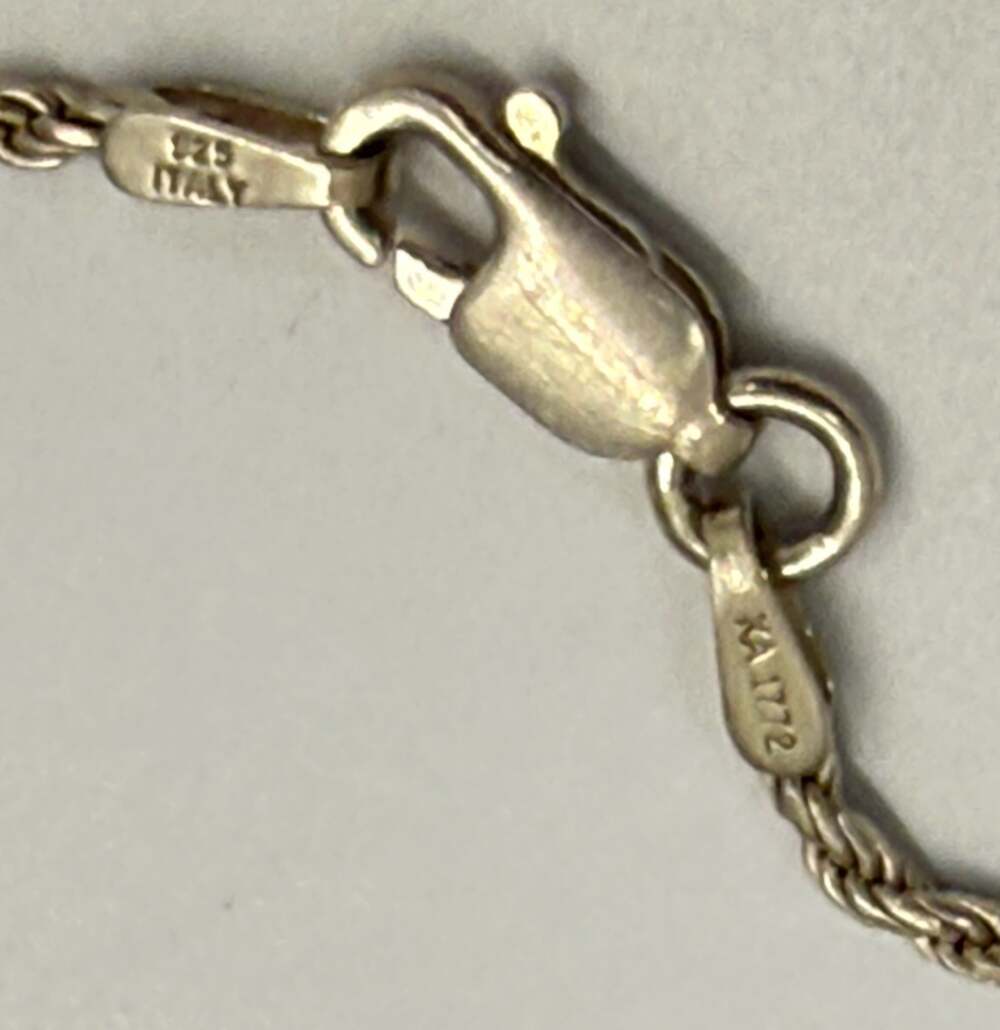 Karizia Italy 925 Silver Rope Chain & Pave Heart Pendant Set 7.4g 16” Necklace - Picture 10 of 16